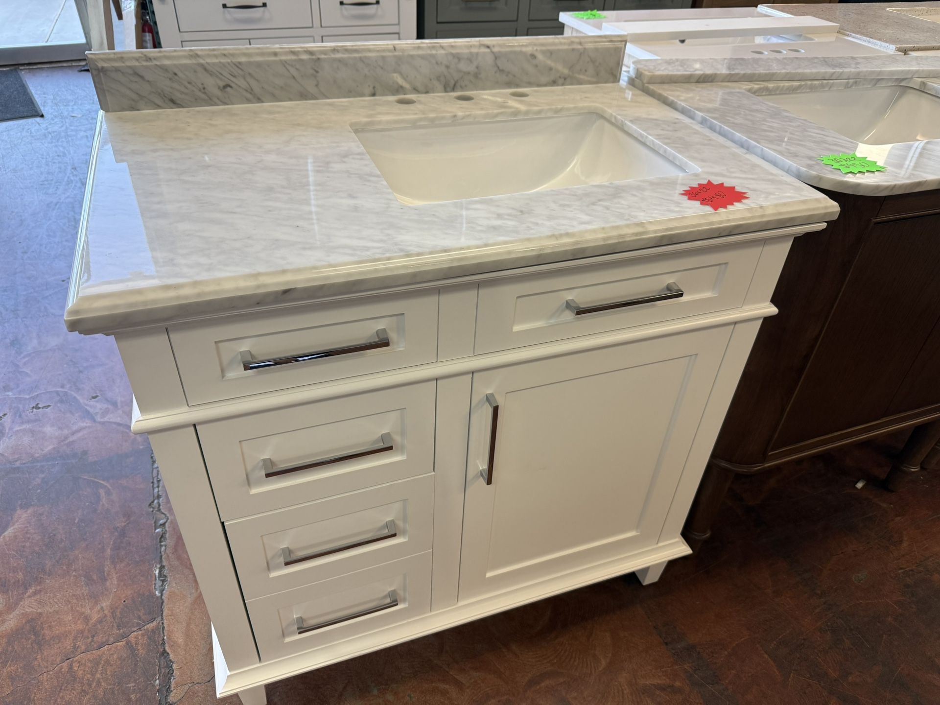 Sonoma 36 in. Single Sink Freestanding White Bath Vanity with Carrara Marble Top