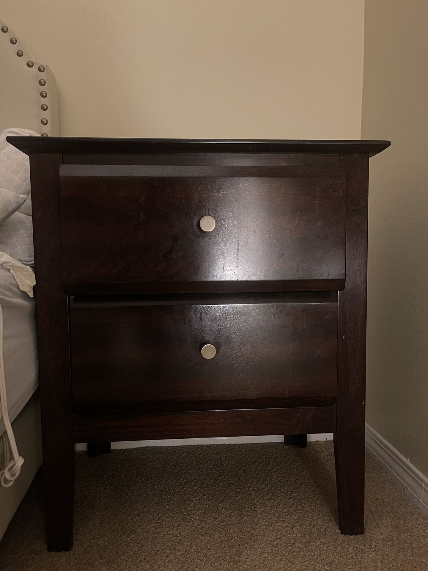 2 Night Stand Side Table With 2 Drawers