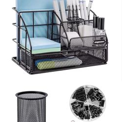 Metal Desk Organizer Black Desk Oranginzer for Work office with pencil holder