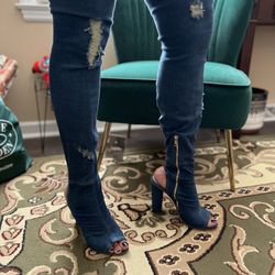 Steve Madden Distressed Denim Thigh-High Boots