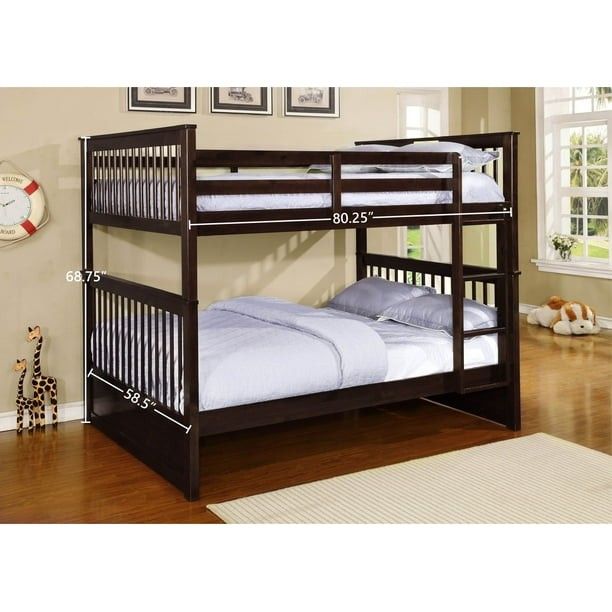 Bella Paloma Convertible Full Over Full Bunk Bed (Optional Trundle/Storage) Java Bed Only Stained