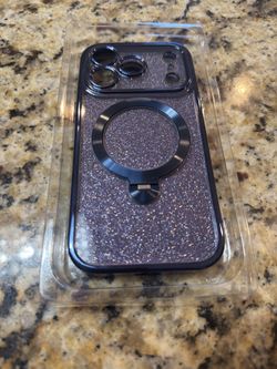 360° Spin CD Stand for iPhone 17 Pro Case Compatible with Magsafe Ring [Never Yellow][DIY Glitter Cardstock] Camera Protection Plating Clear Cute Phon