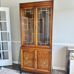 vintage Henry Link Mandarin Collection illuminated china closet hutch cabinet