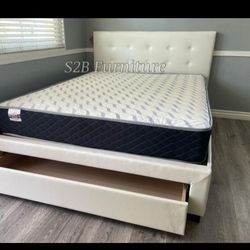 Queen Size White Button W Orthopedic Matres.colchon...