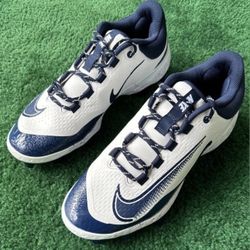 Brand New Nike Alpha Huarache Elite 4 Low MCS White Navy Baseball Cleats Men Sizes 8.5, 9, 9.5, 10, 10.5, 11, 11.5, 12
