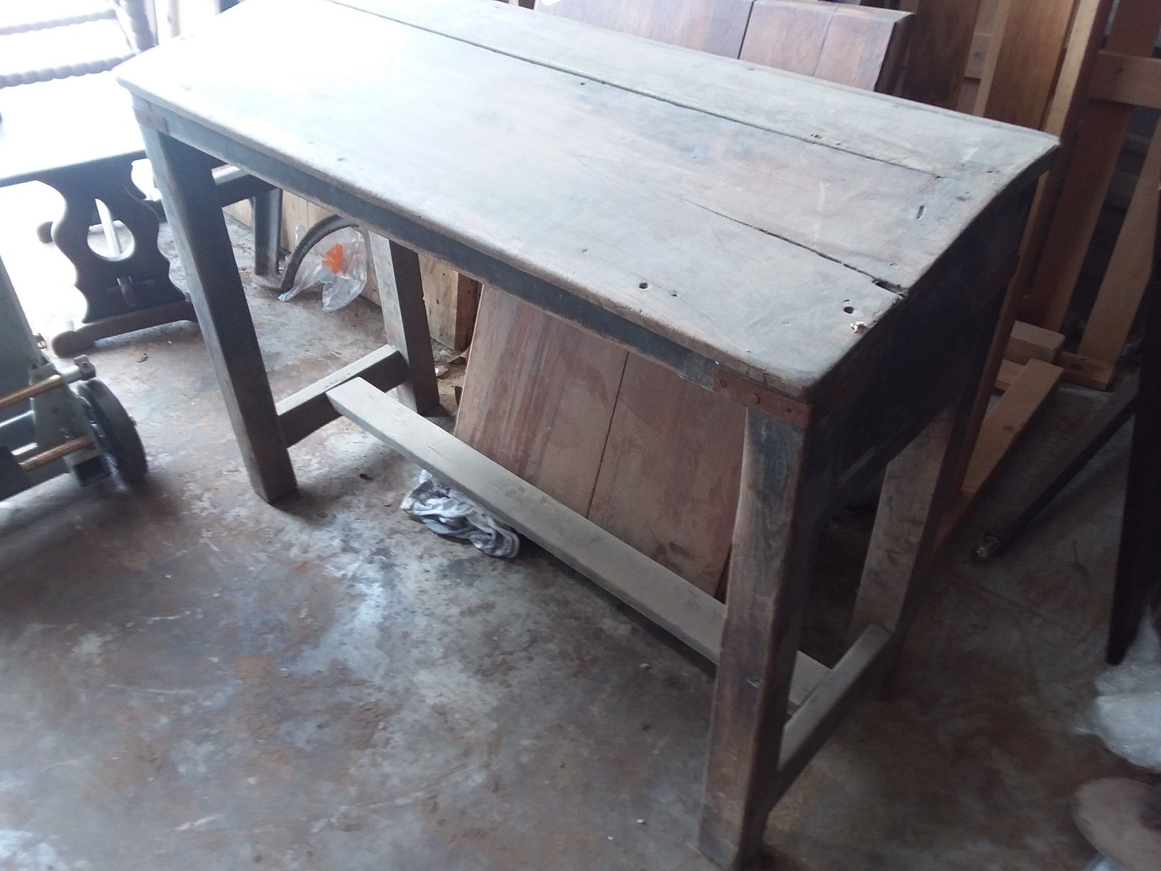 Solid mahogany antique school desk