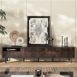 78-in W Mid Century TV Stand for TVs up to 65 inch with Storage Cabinets for Living Room Entertainment Center