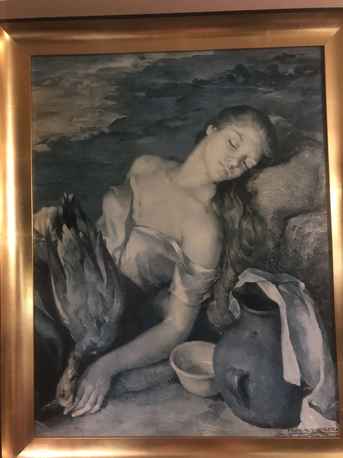 Pair of Francisco Ribera Gomez Oil Paintings - Framed Texturized Print