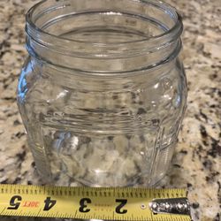 New 5 Inch Tall Thick Mason Jar Shaped Thick Glass W/ Accented Corners, Storage, Crafts, Flower Vase