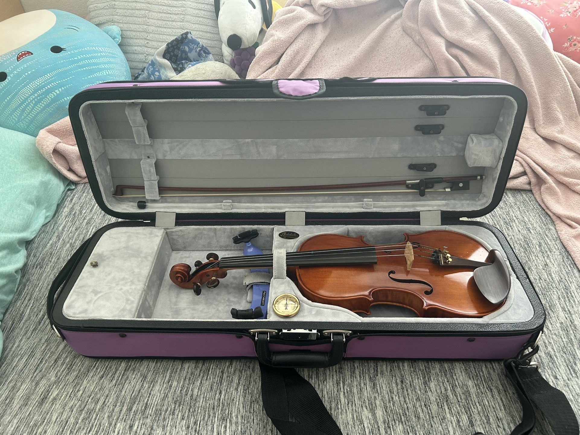 Full Size Violin, Bow, Case, Accessories, Music