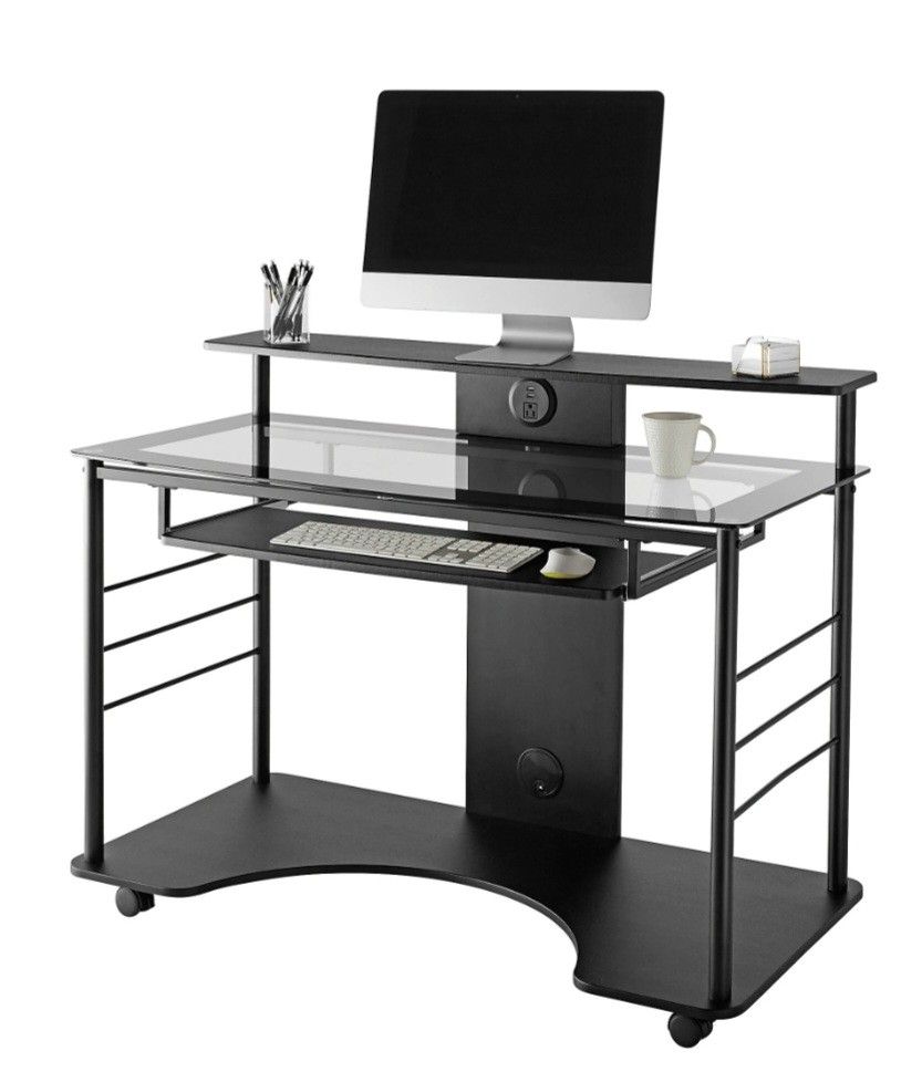 Realspace® 47"W Mobile Tech Desk, Black