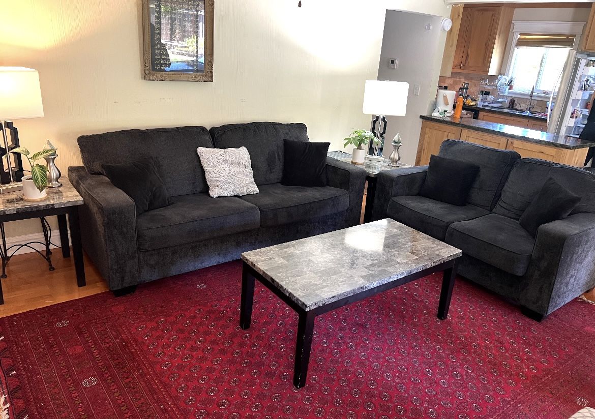 Ashley’s Furniture Altari Sofa and Loveseat with 3 piece side tables and coffee table
