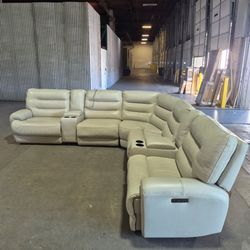 Aubrey genuine leather 7 piece sectional couch sells $3500 at costco