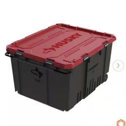 Husky 170 Gal. Pro Grip Storage Tote in Black with Red Lid