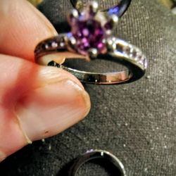 Tungsten wedding set with Siberian Amythst