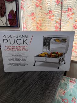 Wolfgang Puck foldable portable stainless steel charcoal bbq grill