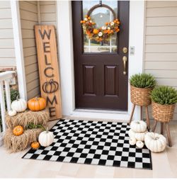 Black and White Checkerboard Rug, 2x3 Ft