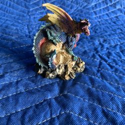 Dragon Statue Figure on Skull Hand Painted