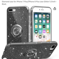 CHEZEAL Compatible with iPhone 7 Plus case for Women Girls,iPhone 8 Plus case with Ring Stand,Slim Fit Cute Sparkle Diamond case for iPhone 7 Plus/iPh