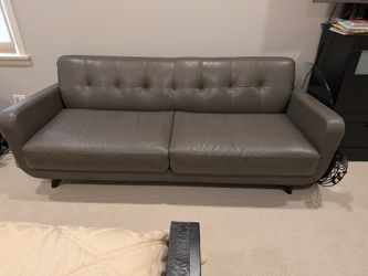 Room & Board gray leather sofa