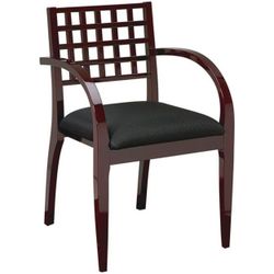 Office Star OSP Furniture MEN-98-MAH Leg Chair With Wood Criss-Cross Back & High Gloss Maple Or Mahogany Finish B Grade - Trinket - Charcoal