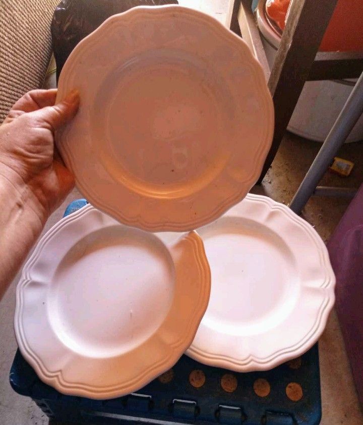 Federalist Ironstone Set of 3 White Saucer Plates