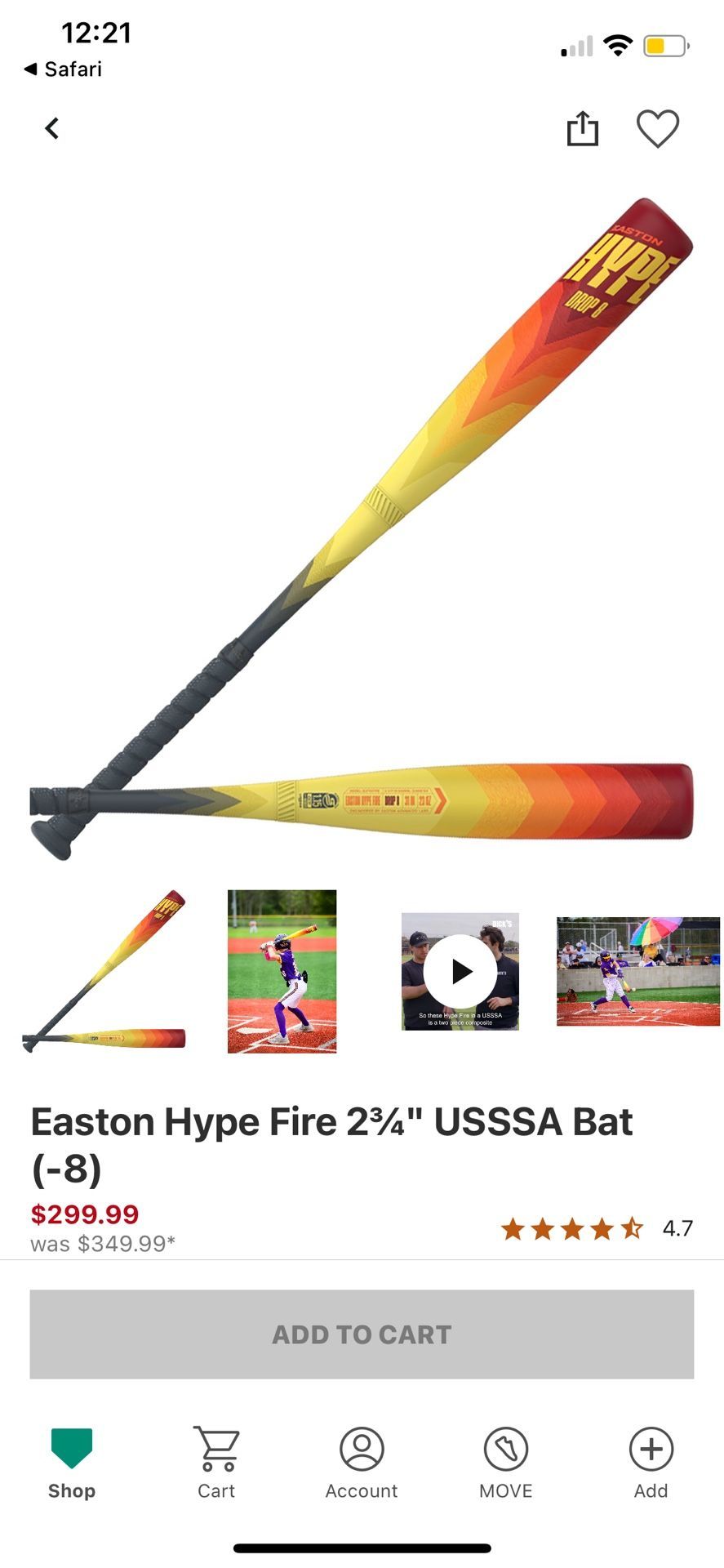 Easton HYPE Fire USSSA Bat 29/21 (-8)