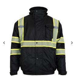 JORESTECH JACKET WITH HOODIE 2XL  HI-VIS SAFETY JACKET WITH HEAT-TRANSFER REFLECTIVE TAPES AND REMOVABLE HOODIE