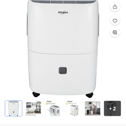 Whirlpool 40-Pint Portable Dehumidifier for Basement, Garage, and Living Room, 115V, Moisture Absorbers for Rooms up to 3000 Sq. Ft. with Auto-Shutoff