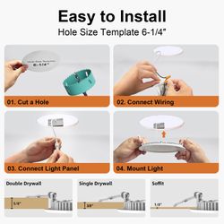 6”inch Smart Recessed Ceiling Lights 4 Pack 