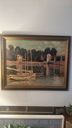 Framed Impressionist Sailboat Scene Print