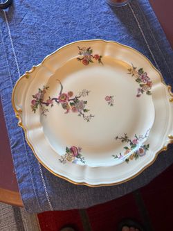 Vintage Bernardaud Limoges Porcelain Bengali Serving Platter Floral Gold Trim