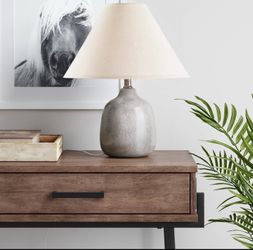 18"x13.5" Assembled Ceramic Table Lamp Gray - Threshold™: Bud-Shaped Base, No Assembly Required