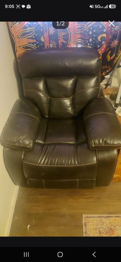 Dark Brown Leather Recliner Chair