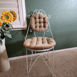 Vintage 1950s MCM Wrought Iron Vanity Chair (RARE. SERIOUS BUYER ONLY)