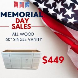 All Wood 60'' Single Vanity $449 Memorial Day Sales Event!
