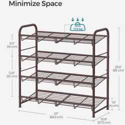 4-Tier Steel Shoe Organizer for Closet