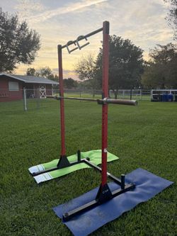 Power Tower Squat Rack With Pull-up Bar And Gym Handles Plus 7’ Olympic Barbell 