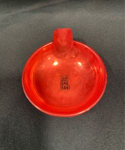 Vintage beautiful solid copper ashtray with Brass Reims Cathedral in center