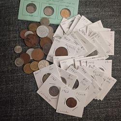 59 Vintage And modern Foreign Coins 