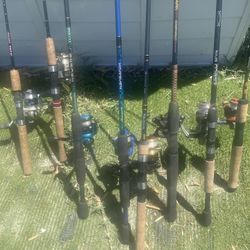 Fresh Water Fishing Poles And Reels Ready To Use 