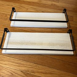 2 White Floating Shelves 