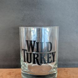 WILD TURKEY 4" Tall Rocks Glass w/ Black Lettering 10 oz