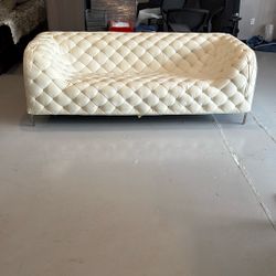 Modern White Tufted Designer Sofa –