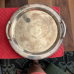 Julia Knight Silver-Plated Serving Tray – Large Round with Handles