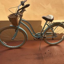 Schwinn Bike Blue Teal Beach Cruiser w/ Basket & Rear Rack – 26” Step-Through