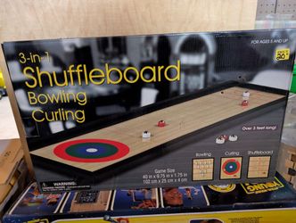 3 In 1 Tabletop Shuffleboard Bowling Curling Game Set Family Fun Home Play Board