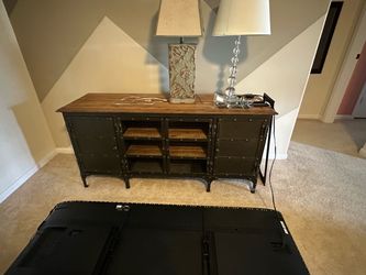 Industrial Metal & Wood TV Stand / Media Console Cabinet