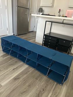 Blue Fabric Shoe Rack Organizer