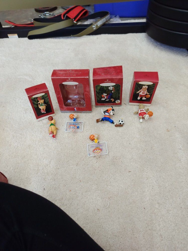 Five Assorted Sports Xmas Hallmark Ornaments